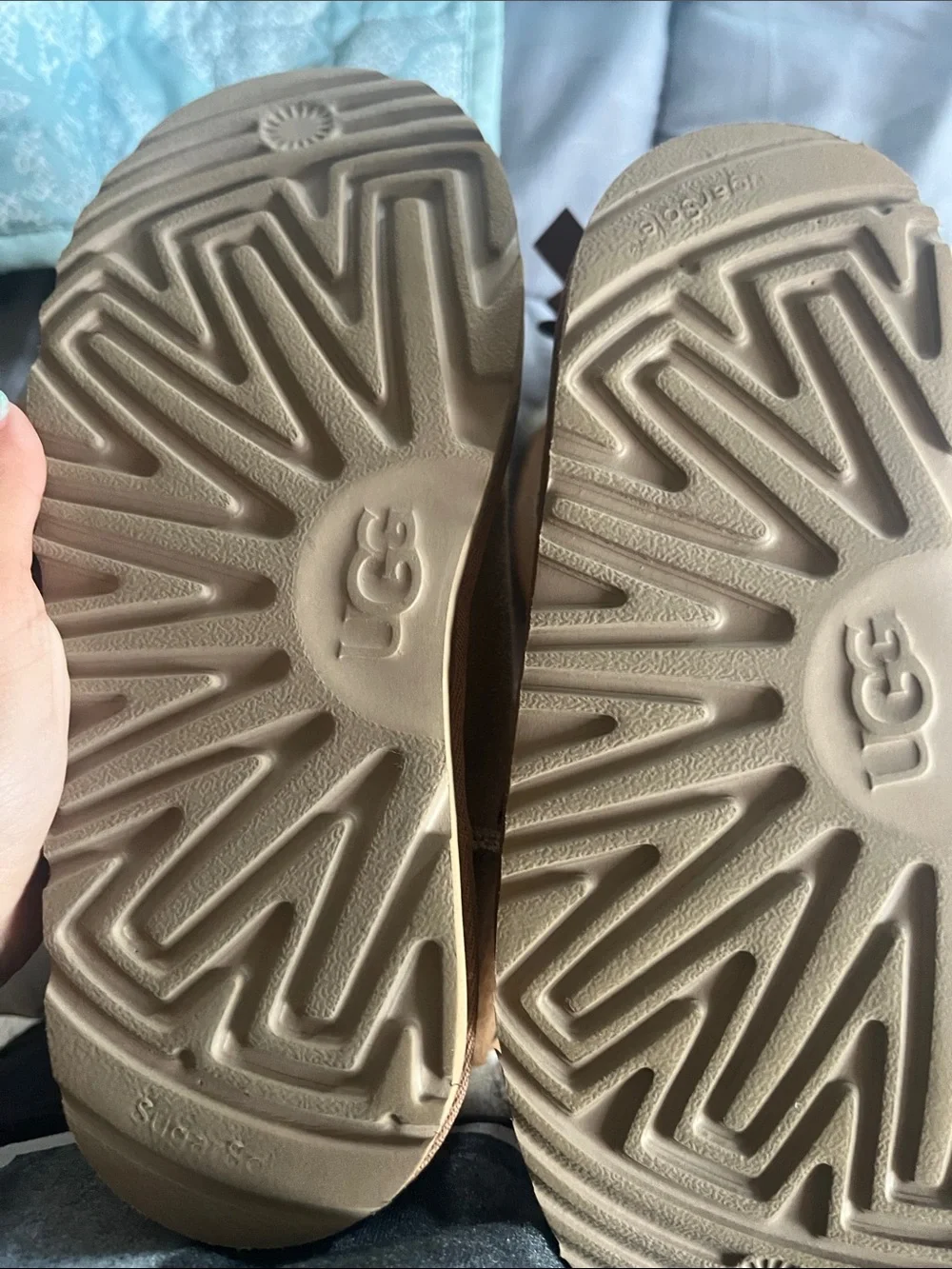 UGG Kids Brown Suede Bow Back Boots Like new .